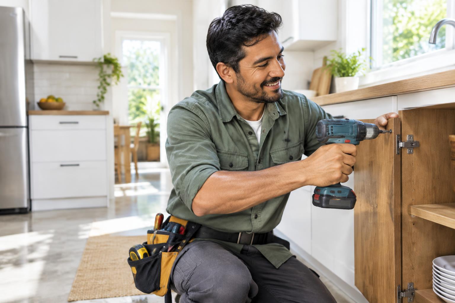 Profissional autônomo fazendo reparos em uma casa